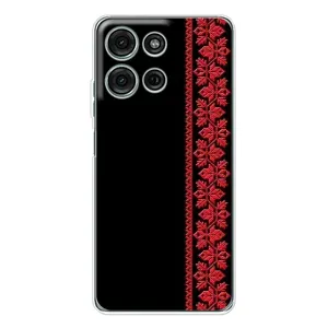 Силиконовый Чехол на Motorola MOTO G56 с картинкой Вышиванки (Вышиванка на черном)