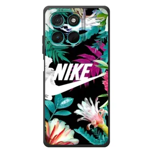 Силиконовый Чехол на Motorola Moto G57 Power с картинкой Nike (Цветочный Nike)