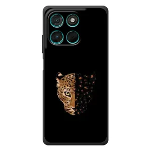 Чехол с леопардовым принтом на Motorola Moto G57 Power (Леопард на черном)
