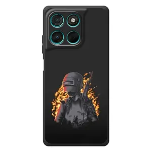 Силиконовый чехол с картинкой "Герой Pubg" на Motorola Moto G57 Power (В огне)