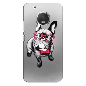 Чехол (ТПУ) Милые собачки для Motorola MOTO G5s (Бульдог в очках)