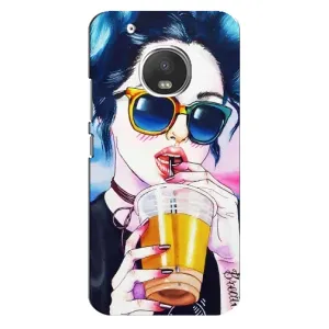 Чехол с картинкой Модные Девчонки Motorola MOTO G5s (Девушка с коктейлем)