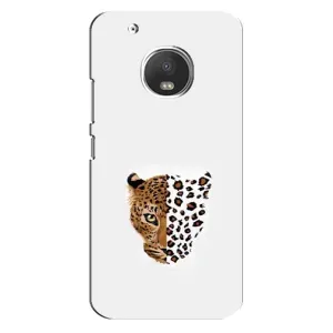 Чехол с леопардовым принтом на Motorola MOTO G5s (Леопард на белом)