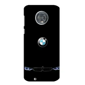 Силиконовый бампер с картинкой машины на Motorola MOTO G6 (Черный BMW)