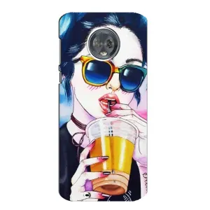 Чехол с картинкой Модные Девчонки Motorola MOTO G6 (Девушка с коктейлем)