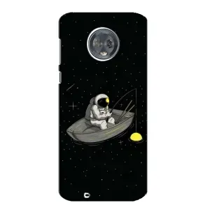 Силиконовый Чехол с принтом "Космонавты" на Motorola MOTO G6 (Космонавт на рыбалке)