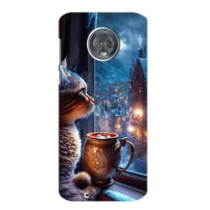 Чехлы на Новый Год Motorola MOTO G6 (Кот новогодний)