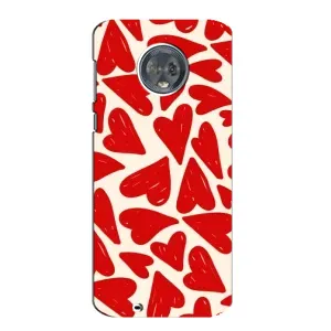 Чехлы с тематикой "Маленькие Сердечки" на Motorola MOTO G6 (Красные сердечка)
