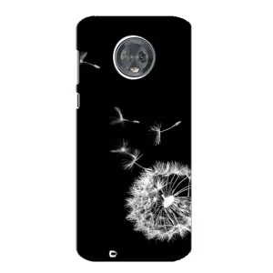 Силиконовый Чехол с одуванчиками на Motorola MOTO G6 (Одуванчик на чёрном)