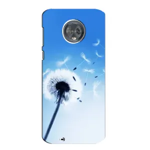 Силиконовый Чехол с одуванчиками на Motorola MOTO G6 (Одуванчик на голубом)