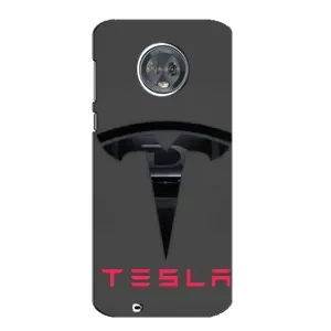 Силиконовый бампер с картинкой машины на Motorola MOTO G6 (Logo TESLA)
