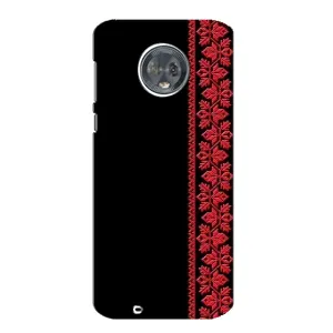 Силиконовый Чехол на Motorola MOTO G6 с картинкой Вышиванки (Вышиванка на черном)