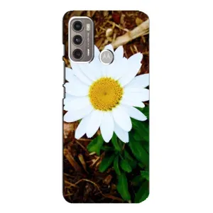 Чехол с ромашками на Motorola MOTO G60 (Белая ромашка)