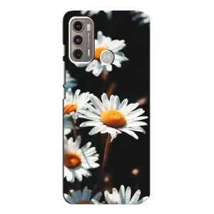 Чехол с ромашками на Motorola MOTO G60 (Белые ромашки)