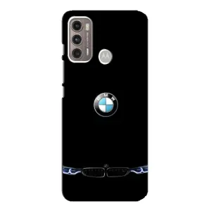 Силиконовый бампер с картинкой машины на Motorola MOTO G60 (Черный BMW)