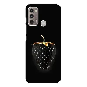 Чехол с изображением вкусной еды для Motorola MOTO G60 (Чёрная клубника)