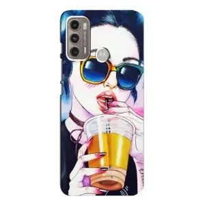 Чехол с картинкой Модные Девчонки Motorola MOTO G60 (Девушка с коктейлем)