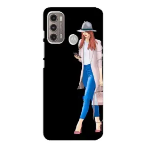 Чехол с картинкой Модные Девчонки Motorola MOTO G60 (Девушка со смартфоном)