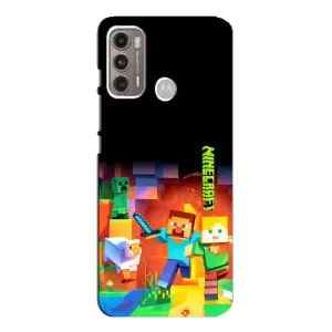 Чехлы для Motorola MOTO G60 (Персонажи Майн Крафт) (Герой Майнкрафт)
