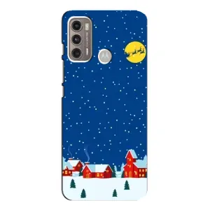 Силиконовый бампер на рождество для Motorola MOTO G60 (Город в снегу)