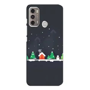 Силиконовый бампер на рождество для Motorola MOTO G60 (Город зимний)