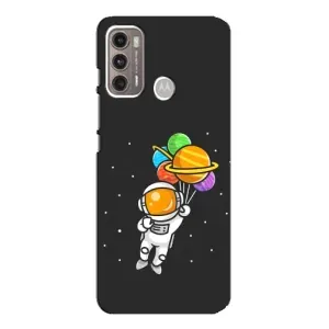 Силиконовый Чехол с принтом "Космонавты" на Motorola MOTO G60 (Космонавт с шариками)