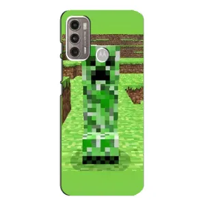 Чехлы для Motorola MOTO G60 (Персонажи Майн Крафт) (Крипер 2)