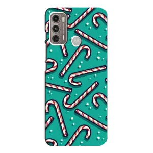 Силиконовый бампер на рождество для Motorola MOTO G60 (Леденцы)
