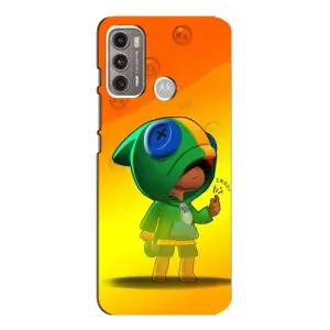 Чехол Бравл Старс для Motorola MOTO G60 (LEON в кофте)