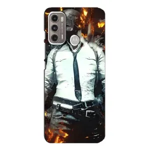 Силиконовый чехол с картинкой "Герой Pubg" на Motorola MOTO G60 (Man Пубг)