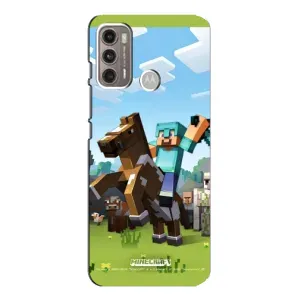 Чехлы для Motorola MOTO G60 (Персонажи Майн Крафт) (На коне)