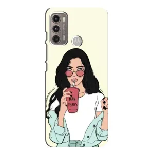 Силиконовый Чехол на Motorola MOTO G60 с картинкой Стильных Девушек (С напитком)