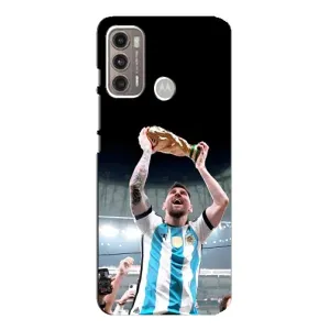 Чехлы Лео Месси Аргентина для Motorola MOTO G60 (Счастливый Месси)