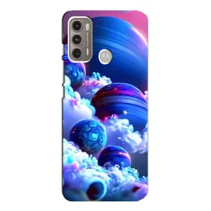 Чехлы КОСМОС для Motorola MOTO G60 (Синие планеты)