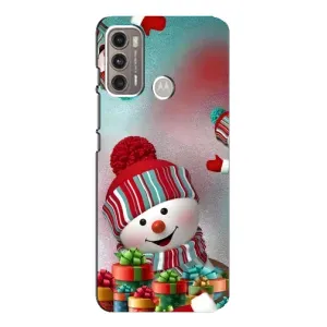 Чехлы на Новый Год Motorola MOTO G60 (Снеговик в шапке)