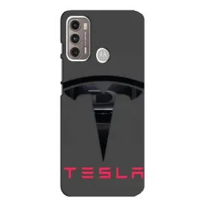 Силиконовый бампер с картинкой машины на Motorola MOTO G60 (Logo TESLA)
