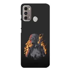 Силиконовый чехол с картинкой "Герой Pubg" на Motorola MOTO G60 (В огне)