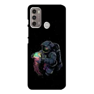 Силиконовый Чехол с принтом "Космонавты" на Motorola MOTO G60 (В руках земля)