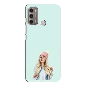 Силиконовый Чехол на Motorola MOTO G60 с картинкой Стильных Девушек (В шапке)