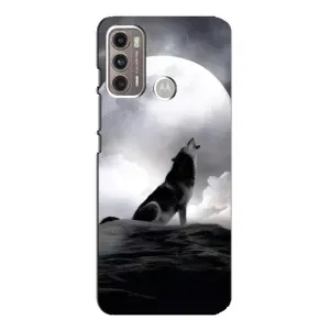 Чехол с Волком на Motorola MOTO G60 (Волк и луна)