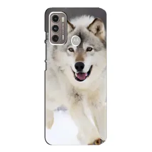 Чехол с Волком на Motorola MOTO G60 (Волк на снегу)