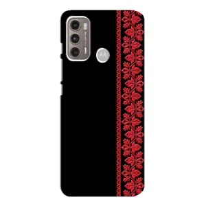 Силиконовый Чехол на Motorola MOTO G60 с картинкой Вышиванки (Вышиванка на черном)