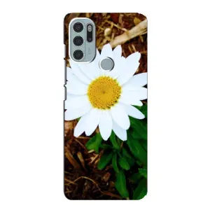 Чехол с ромашками на Motorola MOTO G60s (Белая ромашка)