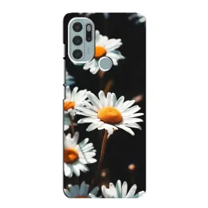 Чехол с ромашками на Motorola MOTO G60s (Белые ромашки)