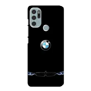 Силиконовый бампер с картинкой машины на Motorola MOTO G60s (Черный BMW)