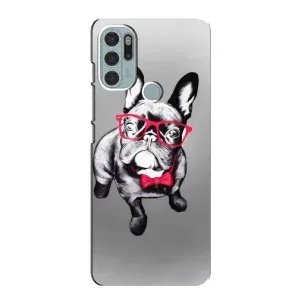 Чехол (ТПУ) Милые собачки для Motorola MOTO G60s (Бульдог в очках)