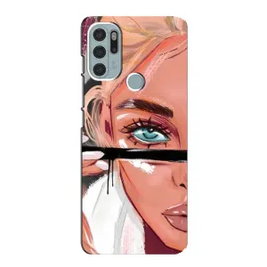 Силиконовый Чехол на Motorola MOTO G60s с картинкой Стильных Девушек (Девушка и ресницы)