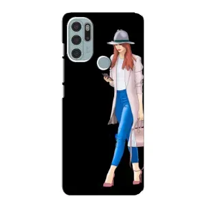 Чехол с картинкой Модные Девчонки Motorola MOTO G60s (Девушка со смартфоном)
