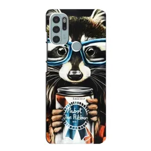 Силиконовый Чехол с Енотами на Motorola MOTO G60s (Енот в очках)