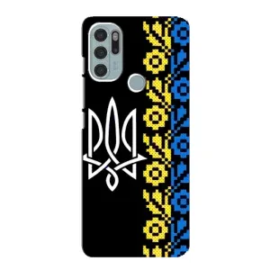 Силиконовый Чехол на Motorola MOTO G60s (Герб и вышыванка)